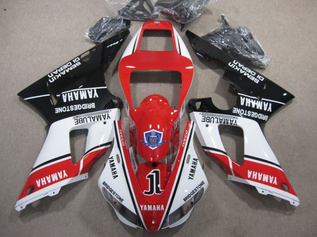 Rouge Blanc Noir 50 Carénage Moto Yamaha R1 98-99 Rouge Blanc Noir 50 Carénage Moto Yamaha R1 98-99