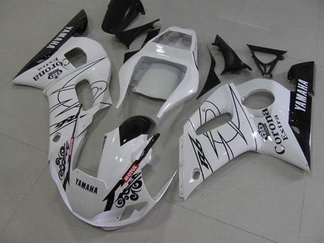 Blanc Noir Corona Carénage Moto Yamaha R6 98-02 Blanc Noir Corona Carénage Moto Yamaha R6 98-02