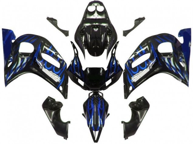 Noir Bleu Flamme Carénage Moto Yamaha R6 98-02