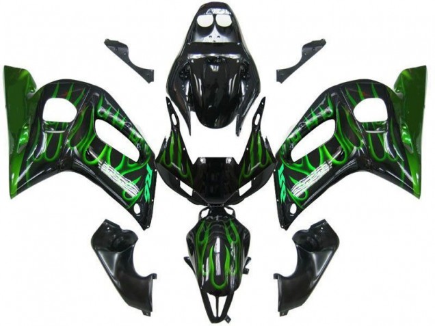 Noir Vert Flamme Carénage Moto Yamaha R6 98-02