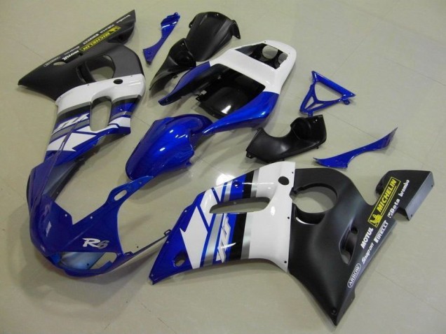 Bleu Blanc et Noir Carénage Moto Yamaha R6 98-02