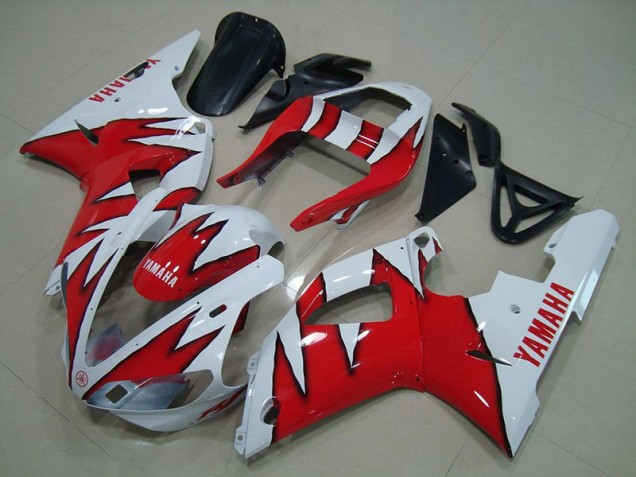 Blanc Rouge Flamme Carénage Moto Yamaha R1 00-01 Blanc Rouge Flamme Carénage Moto Yamaha R1 00-01