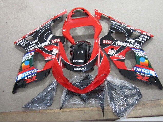 Rouge Noir Denso Carénage Moto Suzuki GSXR 1000 K1 00-02 Rouge Noir Denso Carénage Moto Suzuki GSXR 1000 K1 00-02