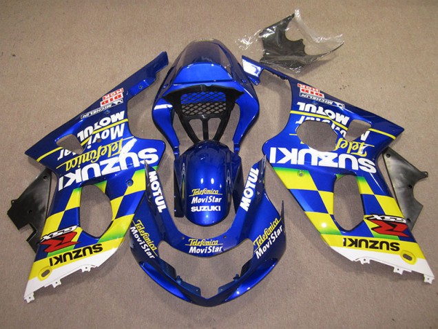Bleu Jaune Telefumica Movistar Carénage Moto Suzuki GSXR 1000 K1 00-02 Bleu Jaune Telefumica Movistar Carénage Moto Suzuki GSXR 1000 K1 00-02
