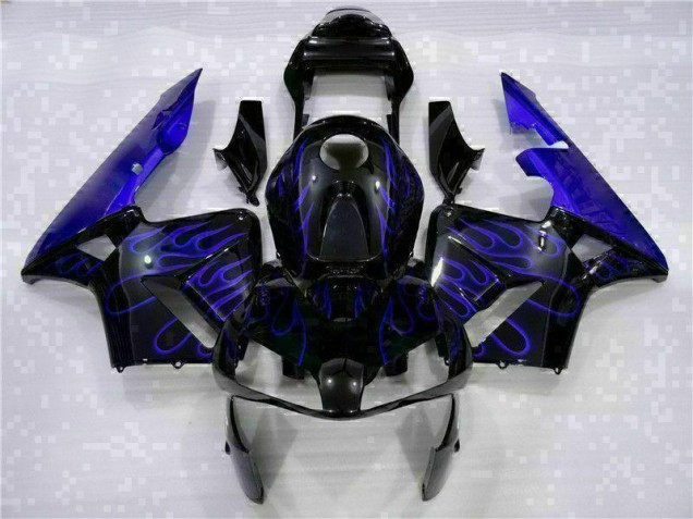 Noir avec Bleu Flamme Carénage Moto Honda CBR 600 RR 03-04 Noir avec Bleu Flamme Carénage Moto Honda CBR 600 RR 03-04