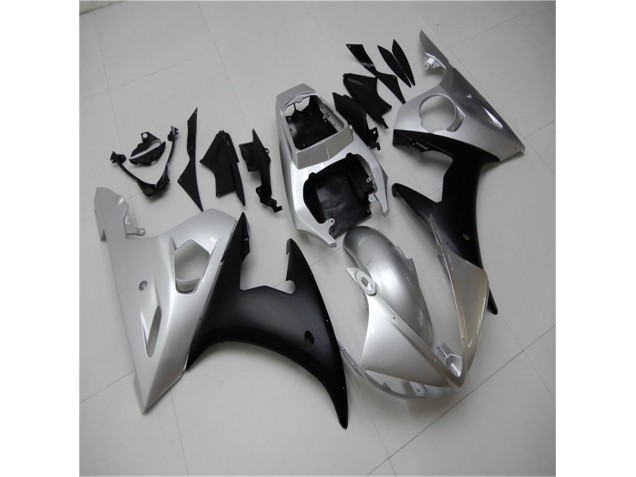 Argent Noir Carénage Moto Yamaha R6 03-05 Argent Noir Carénage Moto Yamaha R6 03-05