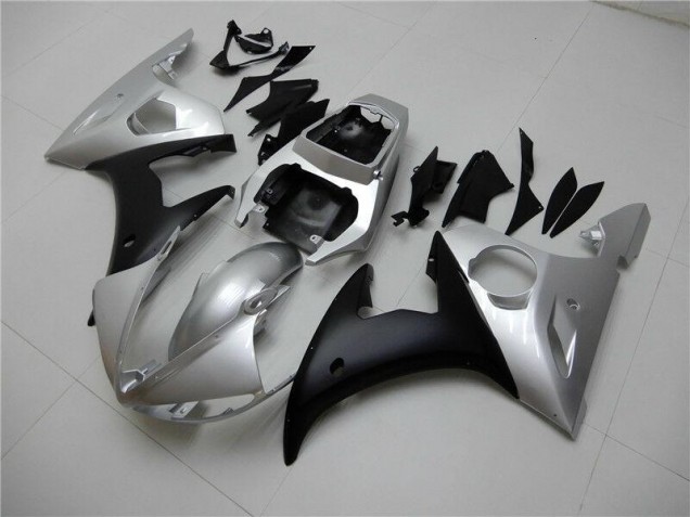 Argent Noir Carénage Moto Yamaha R6 03-05 Argent Noir Carénage Moto Yamaha R6 03-05
