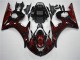 Noir Rouge Flamme Carénage Moto Yamaha R6 03-05 Noir Rouge Flamme Carénage Moto Yamaha R6 03-05