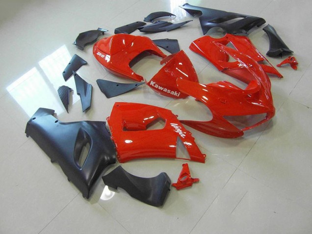 Rouge et Noir Mat Carénage Moto Kawasaki ZX6R 05-06 Rouge et Noir Mat Carénage Moto Kawasaki ZX6R 05-06
