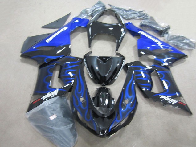 Noir Bleu Flamme Ninja 636 Carénage Moto Kawasaki ZX6R 05-06 Noir Bleu Flamme Ninja 636 Carénage Moto Kawasaki ZX6R 05-06