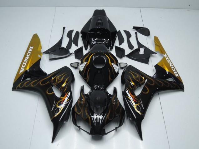 Noir Or Flamme Carénage Moto Honda CBR 1000 RR 06-07 Noir Or Flamme Carénage Moto Honda CBR 1000 RR 06-07