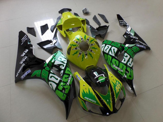 Vert Jaune Rossi Carénage Moto Honda CBR 1000 RR 06-07 Vert Jaune Rossi Carénage Moto Honda CBR 1000 RR 06-07