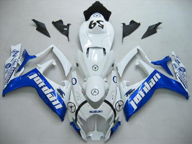 Blanc Bleu Jordan Carénage Moto Suzuki GSXR 600 K6 06-07 Blanc Bleu Jordan Carénage Moto Suzuki GSXR 600 K6 06-07