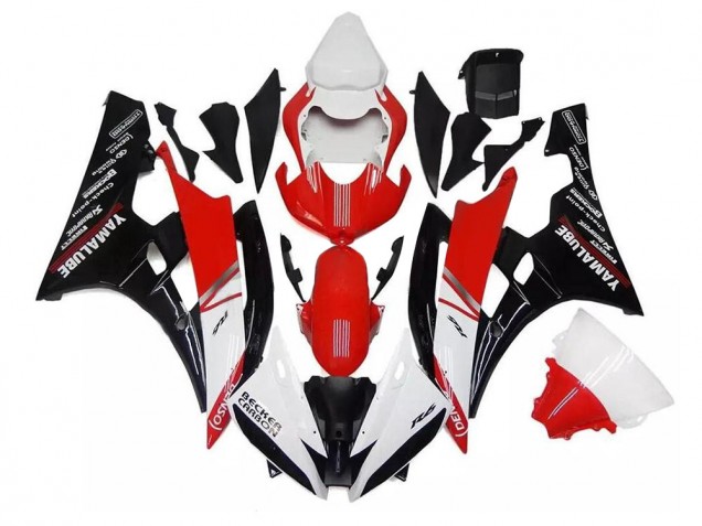Blanc Rouge Noir Carénages Moto Yamaha R6 06-07 Blanc Rouge Noir Carénages Moto Yamaha R6 06-07