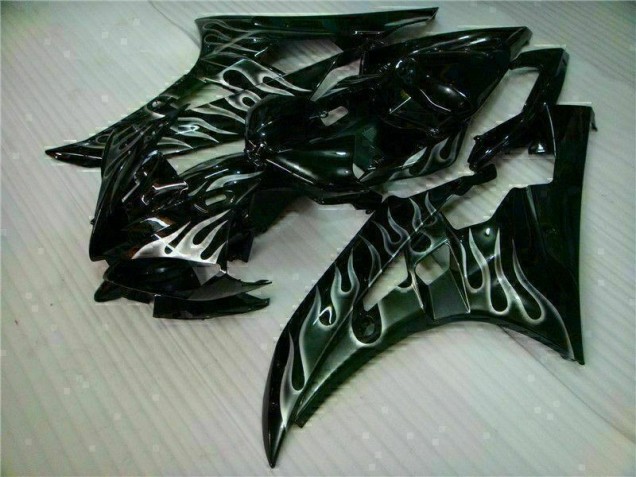 Argent Flamme Noir Carénage Moto Yamaha R6 06-07 Argent Flamme Noir Carénage Moto Yamaha R6 06-07