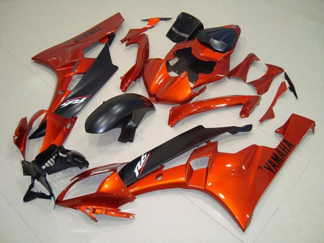 Orange Noir Mat Carénage Moto Yamaha R6 06-07 Orange Noir Mat Carénage Moto Yamaha R6 06-07