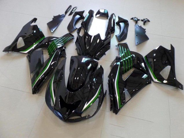 Noir Brillant avec Ligne Verte Carénage Moto Kawasaki ZX14R ZZR 1400 06-11 Noir Brillant avec Ligne Verte Carénage Moto Kawasaki ZX14R ZZR 1400 06-11
