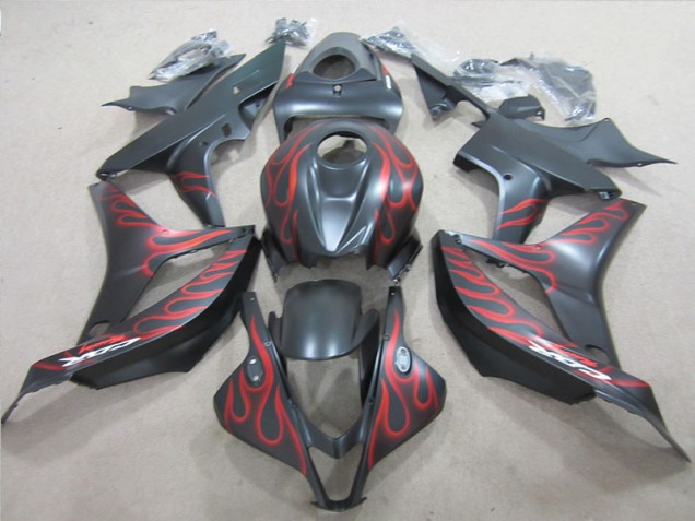 Noir avec Rouge Flamme Carénage Moto Honda CBR 600 RR 07-08