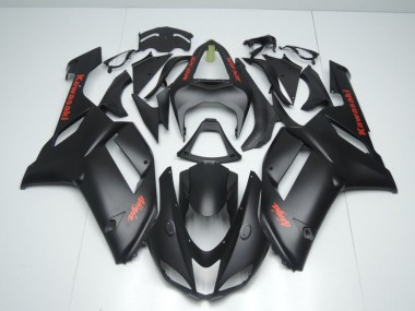 Meilleur Noir Mat avec Rouge Décalque Carénage Moto Kawasaki ZX6R 07-08
