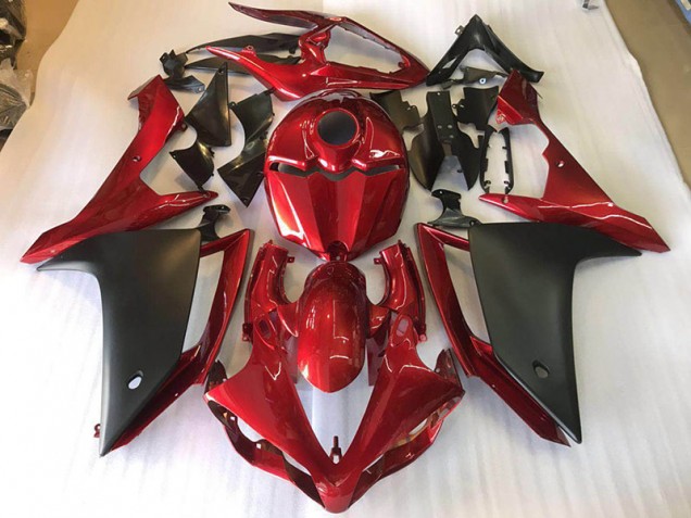Noir Mat Rouge Carénages Moto Yamaha R1 07-08 Noir Mat Rouge Carénages Moto Yamaha R1 07-08