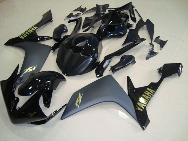 Noir Mat Or Carénage Moto Yamaha R1 07-08 Noir Mat Or Carénage Moto Yamaha R1 07-08