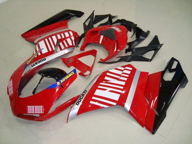 Rouge Blanc Kit Carénages Motos Complet Ducati 848 1098 1198 07-14 Rouge Blanc Kit Carénages Motos Complet Ducati 848 1098 1198 07-14