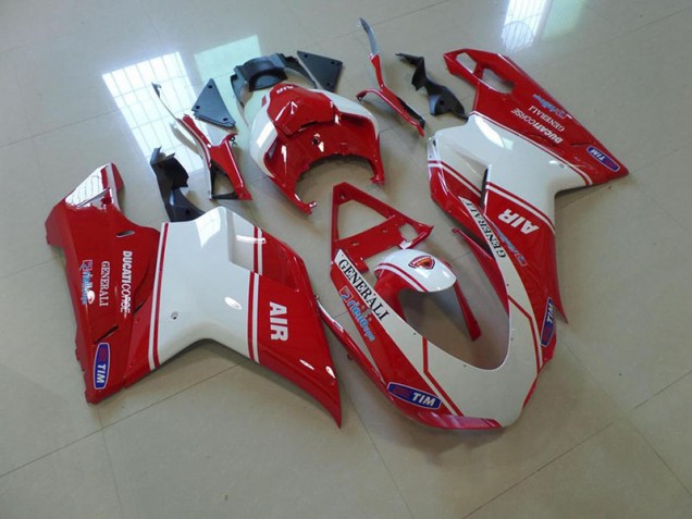Rouge et Blanc Air Carénage Moto Ducati 848 1098 1198 07-14 Rouge et Blanc Air Carénage Moto Ducati 848 1098 1198 07-14