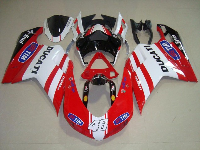 Rouge Blanc 46 Carénage Moto Ducati 848 1098 1198 07-14 Rouge Blanc 46 Carénage Moto Ducati 848 1098 1198 07-14