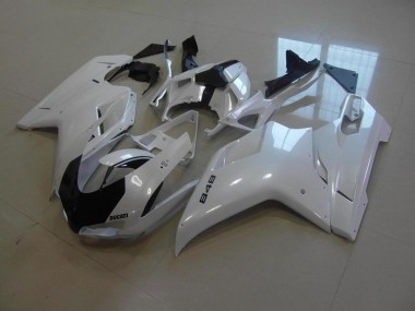 Meilleur Blanc Nacré Noir Bande Carénage Moto Ducati 848 1098 1198 07-14