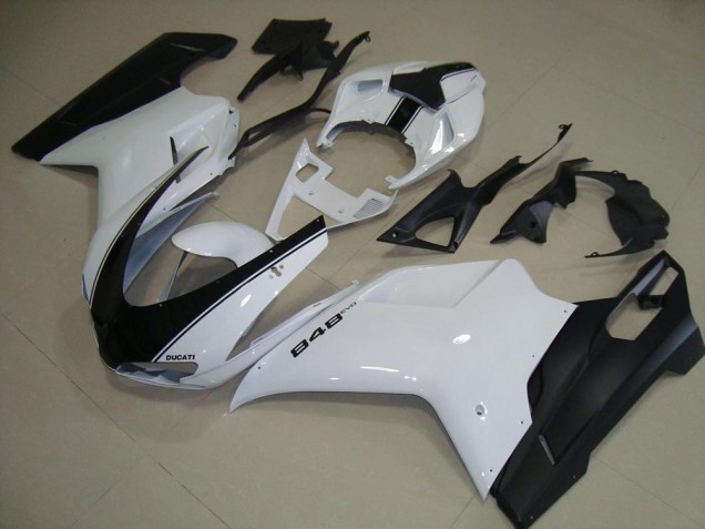 Blanc Noir Mat Carénage Moto Ducati 848 1098 1198 07-14 Blanc Noir Mat Carénage Moto Ducati 848 1098 1198 07-14