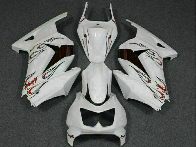 Blanc Rouge Carénage Moto Kawasaki EX250 08-12 Blanc Rouge Carénage Moto Kawasaki EX250 08-12