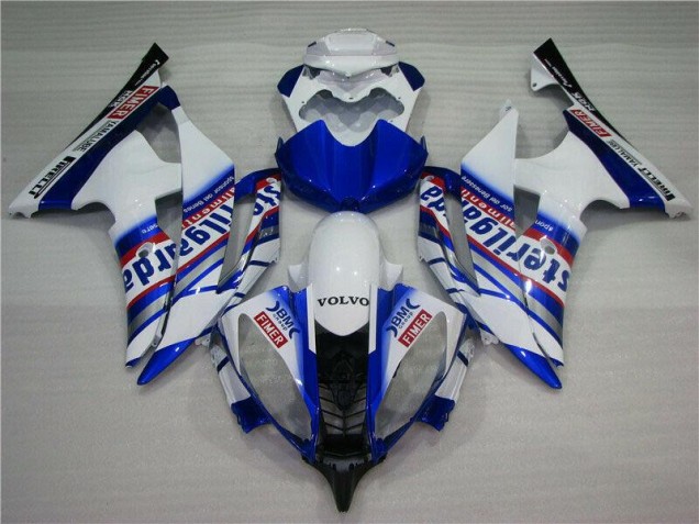 Blanc Bleu Sterilgarda Volvo Carénage Moto Yamaha R6 08-16 Blanc Bleu Sterilgarda Volvo Carénage Moto Yamaha R6 08-16