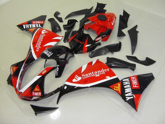 Rouge Noir Santander Carénage Moto Yamaha R1 09-11 Rouge Noir Santander Carénage Moto Yamaha R1 09-11