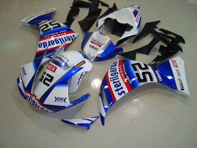 Blanc Noir Sterilgarda Carénage Moto Yamaha R1 09-11 Blanc Noir Sterilgarda Carénage Moto Yamaha R1 09-11