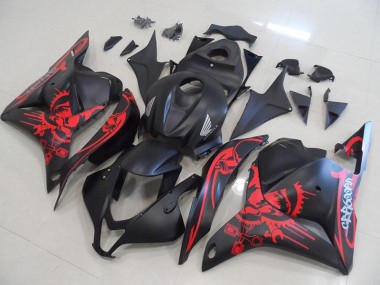 Meilleur Noir Mat avec Rouge Crâne Carénage Moto Honda CBR 600 RR 09-12