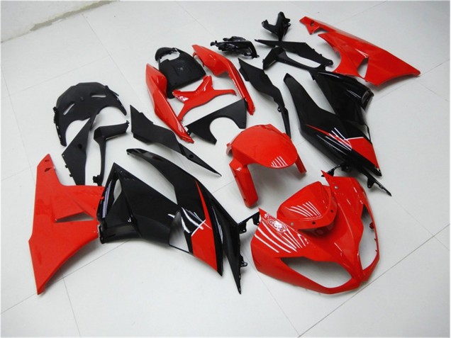 Rouge Noir Carénage Moto Kawasaki ZX6R 09-12 Rouge Noir Carénage Moto Kawasaki ZX6R 09-12
