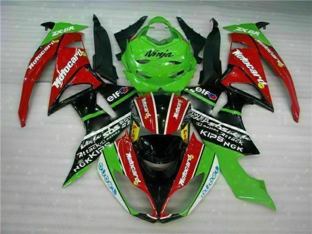 Noir Rouge Vert Motocard Carénage Moto Kawasaki ZX6R 09-12 Noir Rouge Vert Motocard Carénage Moto Kawasaki ZX6R 09-12
