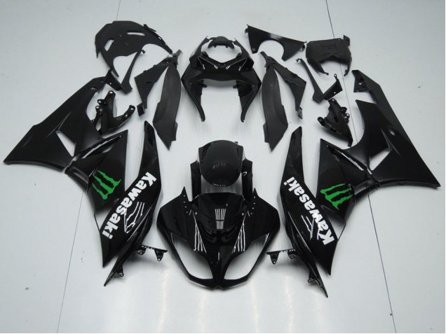 Noir avec Monster Carénage Moto Kawasaki ZX6R 09-12 Noir avec Monster Carénage Moto Kawasaki ZX6R 09-12