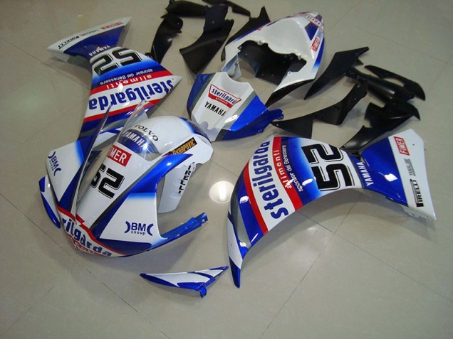 Blanc Noir Sterilgarda Carénage Moto Yamaha R1 12-14 Blanc Noir Sterilgarda Carénage Moto Yamaha R1 12-14