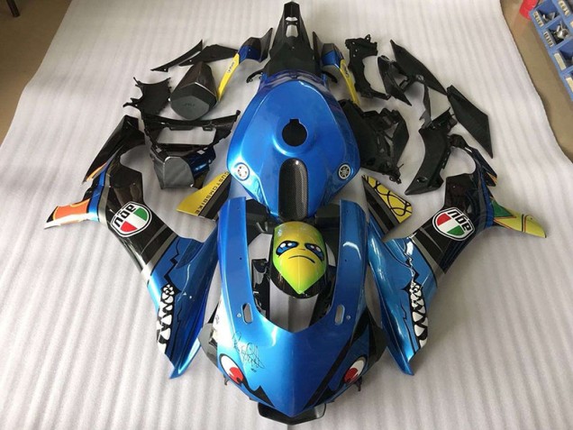 Bleu Requin Carénage Moto Yamaha R1 15-19 Bleu Requin Carénage Moto Yamaha R1 15-19